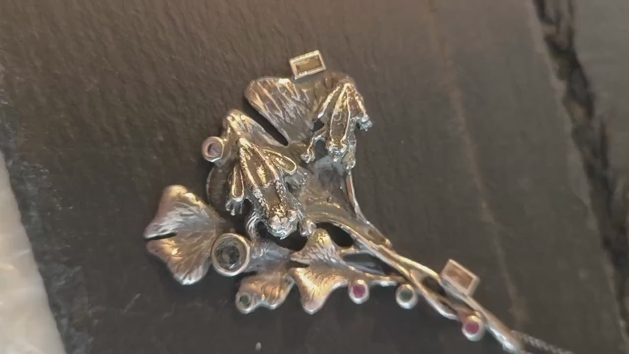 Ciondolo in Argento Massiccio con Tormaline Naturali e Radice di Rubino – Con Catenina