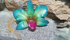 collana orchidea dendrobium azzurra verde resina elegante