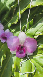 parure orchidea dendrobium resina collana orecchini argento galvanizzato regolabile elegante