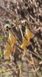 Orecchini Carpa Koi in oro galvanico su bronzo con turchesi naturali