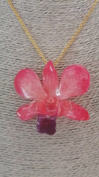 collana orchidea dendrobium resina catenina oro galvanico regolabile elegante