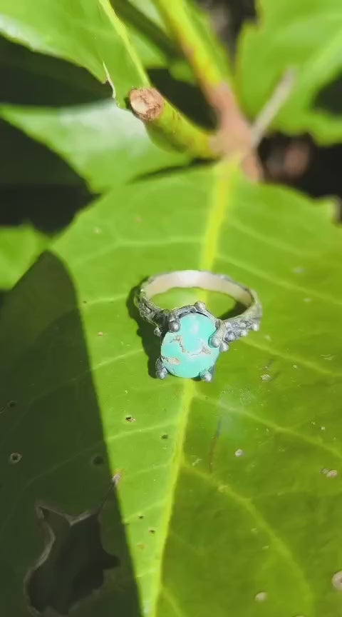Anello in argento regolabile con turchese naturale ovale