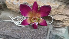 collana orchidea viola verde naturale resina saliscendi argento regolabile elegante
