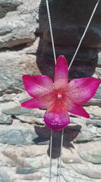 collana orchidea nobile rosa naturale argento saliscendi regolabile elegante