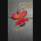 collana orchidea rossa naturale resina saliscendi oro galvanico regolabile elegante