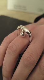Anello scultura in argento puro e resina artistica fatto a mano misura 7 regalo donna