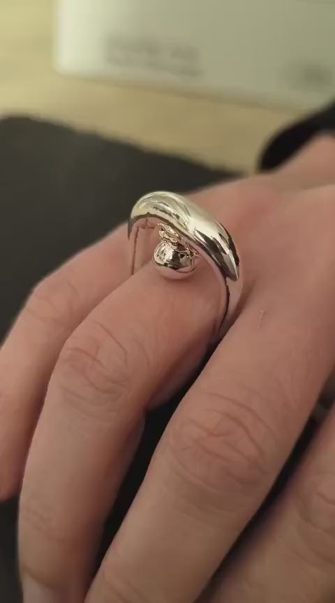 Anello scultura in argento puro e resina artistica fatto a mano misura 7 regalo donna