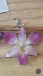 ciondolo orchidea cattleya resina portachiavi borsa collana 2 in 1 charm elegante
