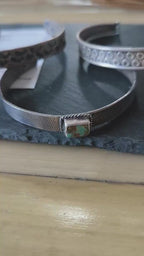 Set di tre bracciali unisex in argento 925 regolabili con nido d’ape e turchesi naturali