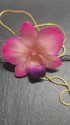collana orchidea rosa naturale resina saliscendi oro galvanico regolabile anallergica elegante