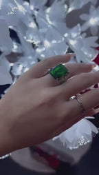 Anello in argento con diopside verde naturale