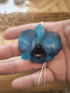 Blue Orchid Resin Necklace with Adjustable Galvanized Gold Slider – Elegant Jewel