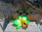 Set Collana e Orecchini con Vera Orchidea Verde in Resina